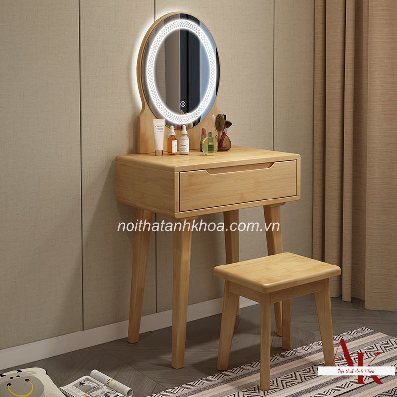 Bàn Trang Điểm Gỗ Tự Nhiên Màu Vàng Gương LED Đẹp Giá Rẻ Bàn Trang Điểm Gỗ Tự Nhiên Màu Vàng Gương LED Đẹp Giá Rẻ