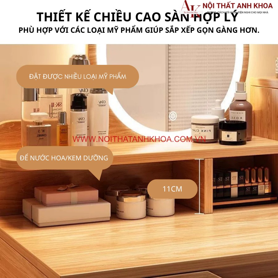 Mặt bàn rộng rãi của bàn trang điểm hiện đại gỗ công nghiệp Mặt bàn rộng rãi của bàn trang điểm hiện đại gỗ công nghiệp