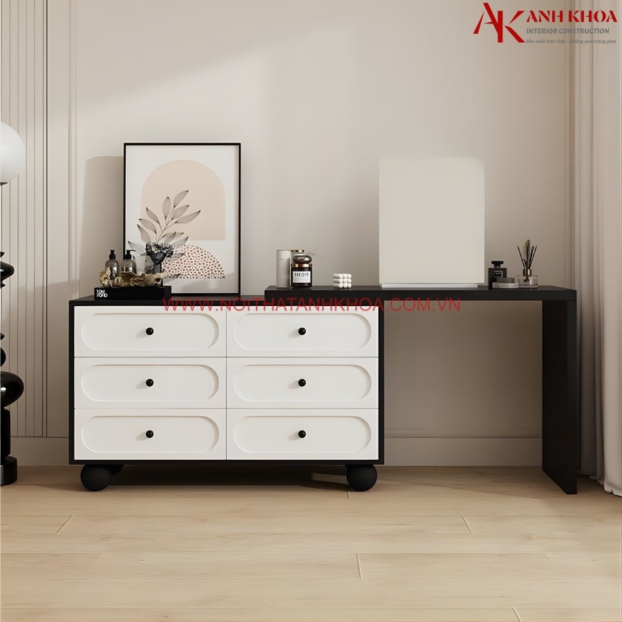 Bàn trang điểm thông minh kết hợp tủ ngăn kéo gỗ công nghiệp đẹp Bàn trang điểm thông minh kết hợp tủ ngăn kéo gỗ công nghiệp đẹp