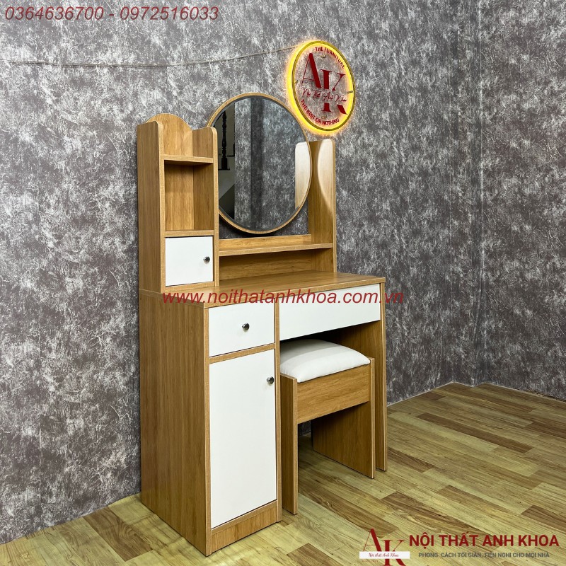 Bàn Trang Điểm Kính Tròn Màu Vàng Gỗ MDF Phủ Melamine Hiện Đại Giá Rẻ Bàn Trang Điểm Kính Tròn Màu Vàng Gỗ MDF Phủ Melamine Hiện Đại Giá Rẻ