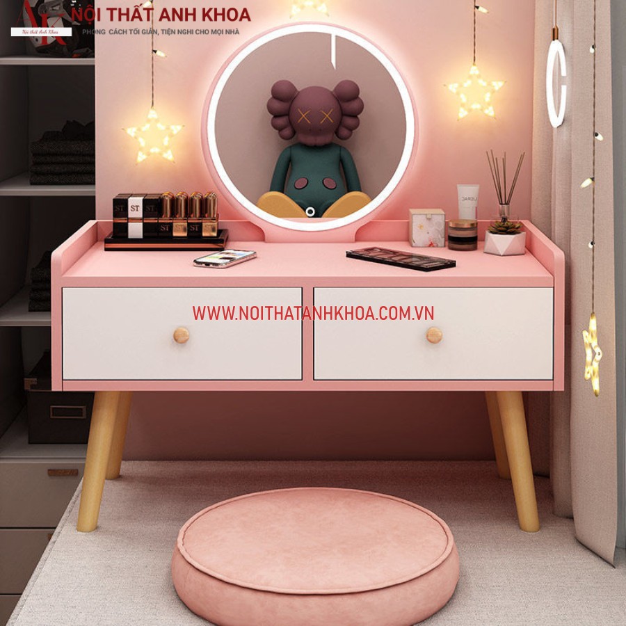 Bàn trang điểm mini ngồi bệt được làm từ gỗ công nghiệp MDF Bàn trang điểm mini ngồi bệt được làm từ gỗ công nghiệp MDF