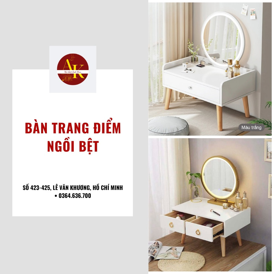 Bàn trang điểm ngồi bệt gỗ công nghiệp đẹp hiện đại, tinh tế Bàn trang điểm ngồi bệt gỗ công nghiệp đẹp hiện đại, tinh tế