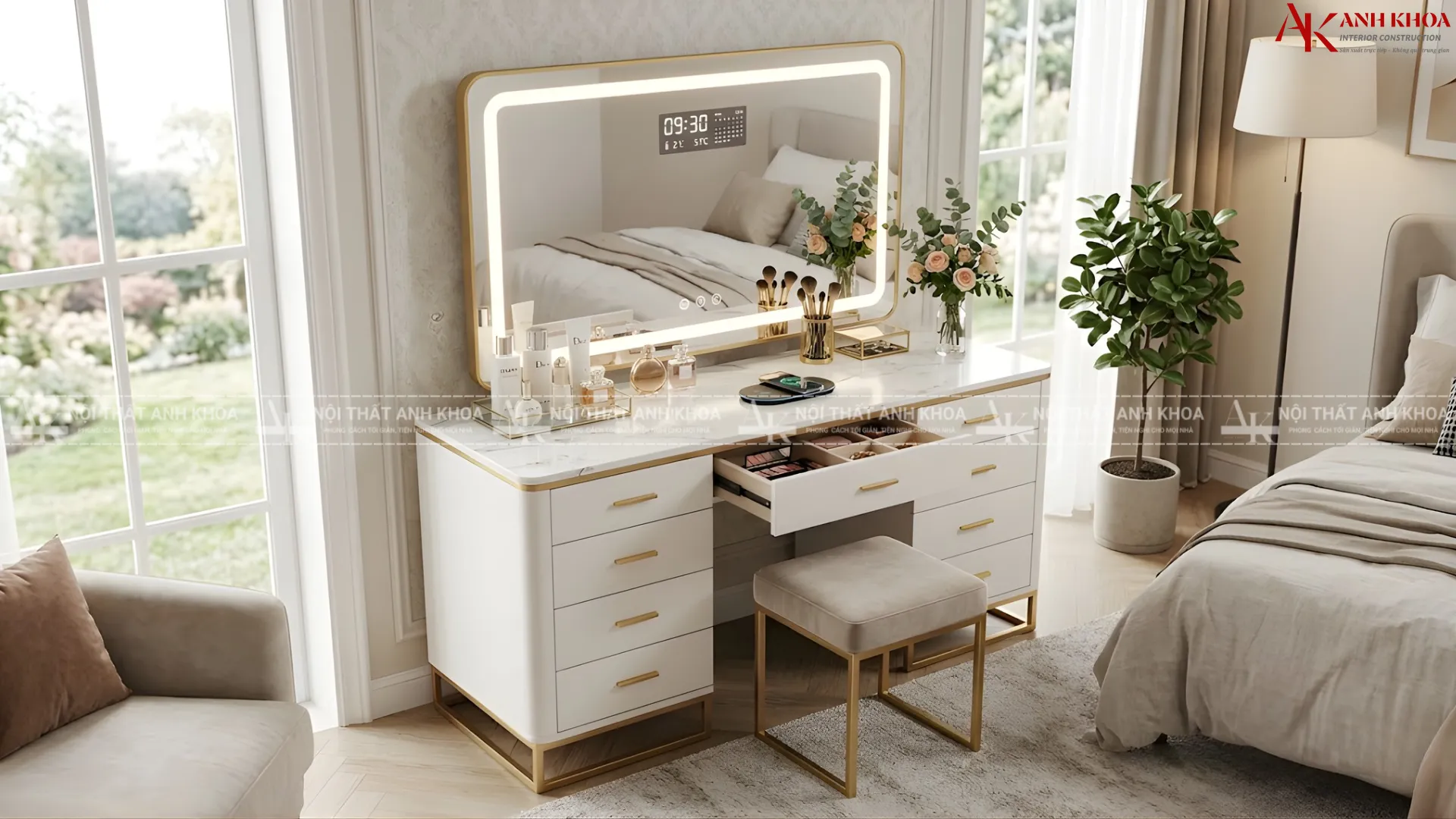 Bàn trang điểm nhập khẩu phong cách hiện đại đặt trong phòng ngủ Bàn trang điểm nhập khẩu phong cách hiện đại đặt trong phòng ngủ