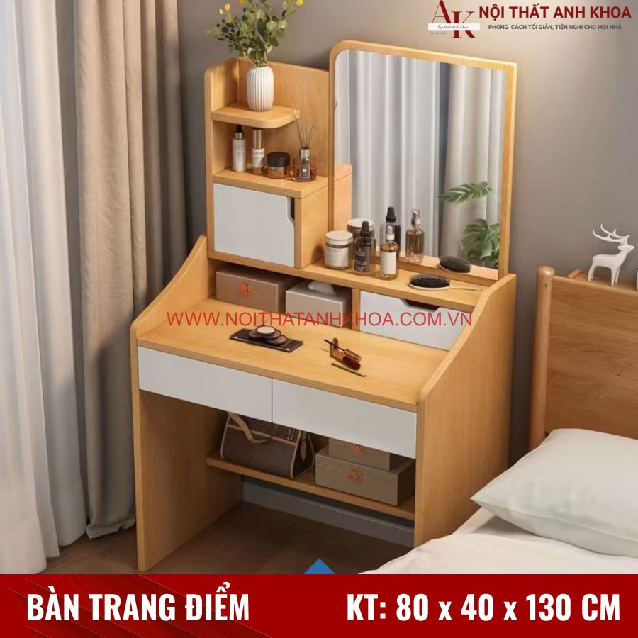 Bàn trang điểm màu vàng phối trắng gỗ công nghiệp đẹp, nhỏ gọn Bàn trang điểm màu vàng phối trắng gỗ công nghiệp đẹp, nhỏ gọn