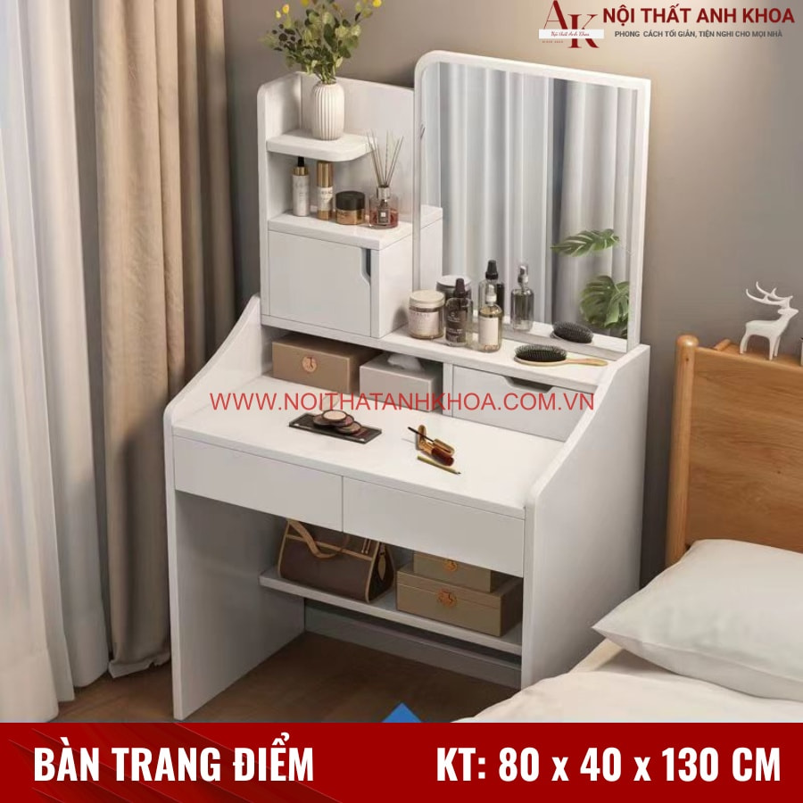 Bàn trang điểm màu trắng gỗ công nghiệp đẹp hiện đại, sang trọng Bàn trang điểm màu trắng gỗ công nghiệp đẹp hiện đại, sang trọng