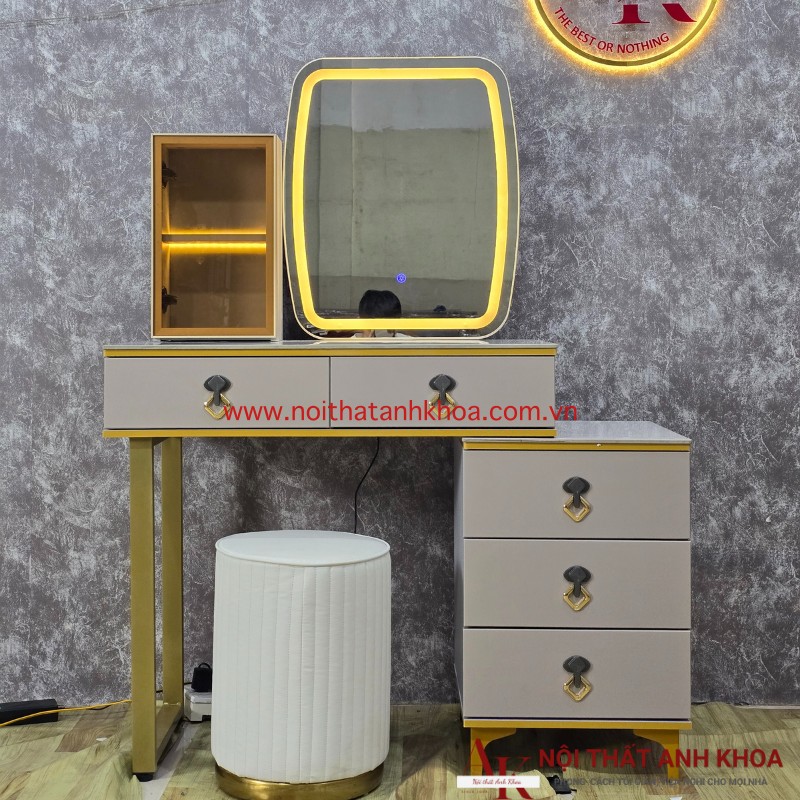 Bàn Trang Điểm Nhỏ Gọn Giá Rẻ Gỗ MDF Có Đèn LED Bàn Trang Điểm Nhỏ Gọn Giá Rẻ Gỗ MDF Có Đèn LED