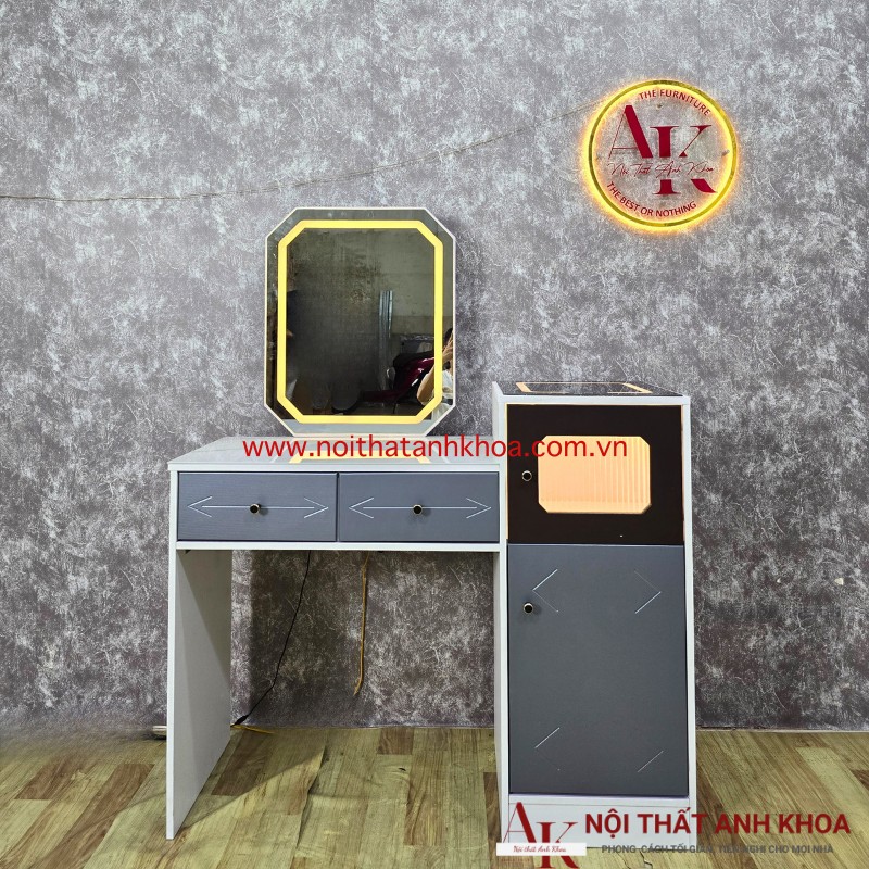 Bàn Trang Điểm Thông Minh Màu Xám Phối Trắng Có Sạc Không Dây Bàn Trang Điểm Thông Minh Màu Xám Phối Trắng Có Sạc Không Dây