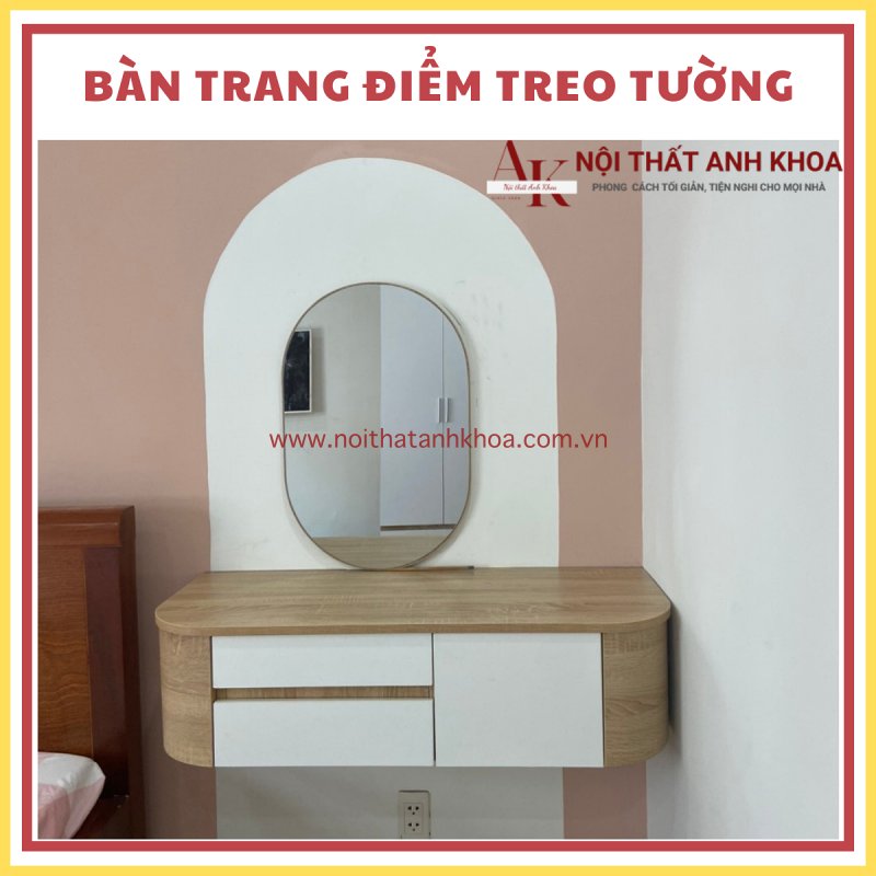 Bàn trang điểm treo tường gỗ MDF màu vàng phối trắng Bàn trang điểm treo tường gỗ MDF màu vàng phối trắng