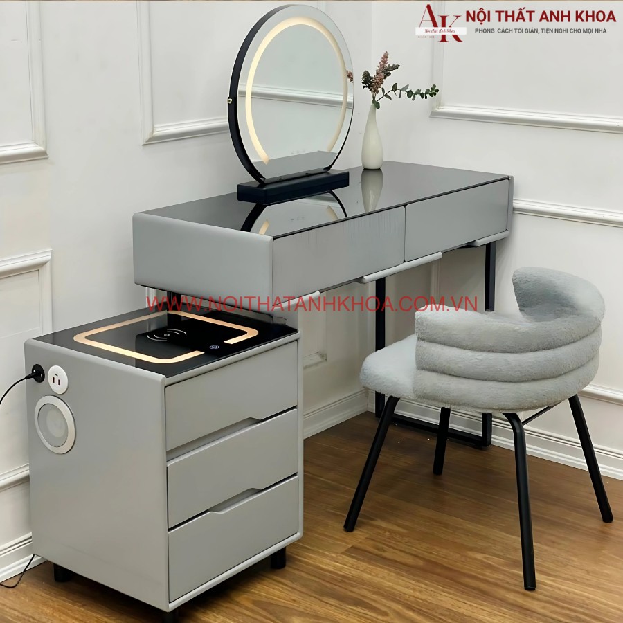 Bàn trang điểm phòng cưới đẹp hiện đại màu xám Bàn trang điểm phòng cưới đẹp hiện đại màu xám