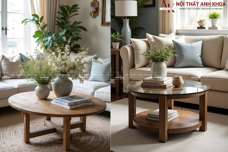 Bàn sofa tròn nhỏ gọn cho phòng khách chung cư Bàn sofa tròn nhỏ gọn cho phòng khách chung cư