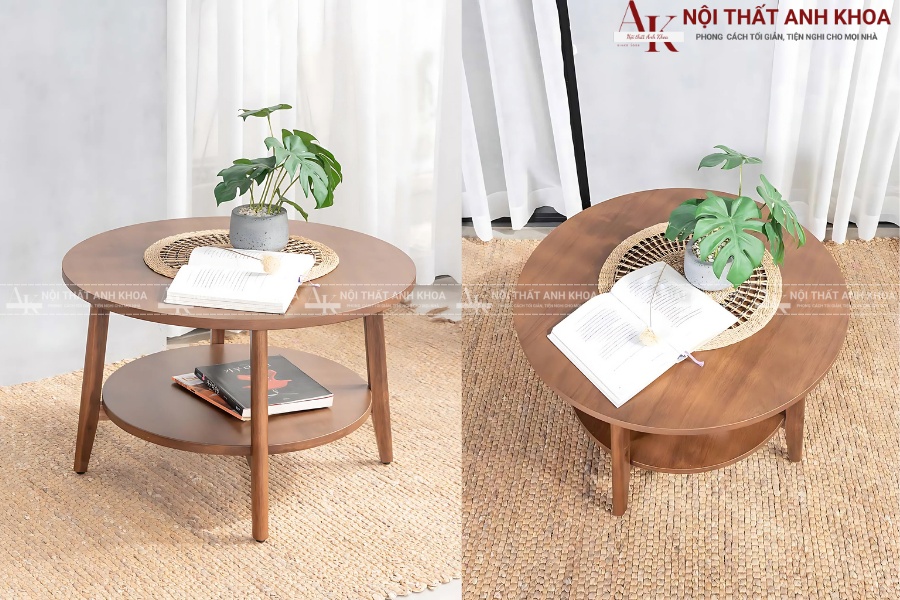Bàn sofa tròn gỗ tự nhiên - Mộc mạc và bền đẹp Bàn sofa tròn gỗ tự nhiên - Mộc mạc và bền đẹp