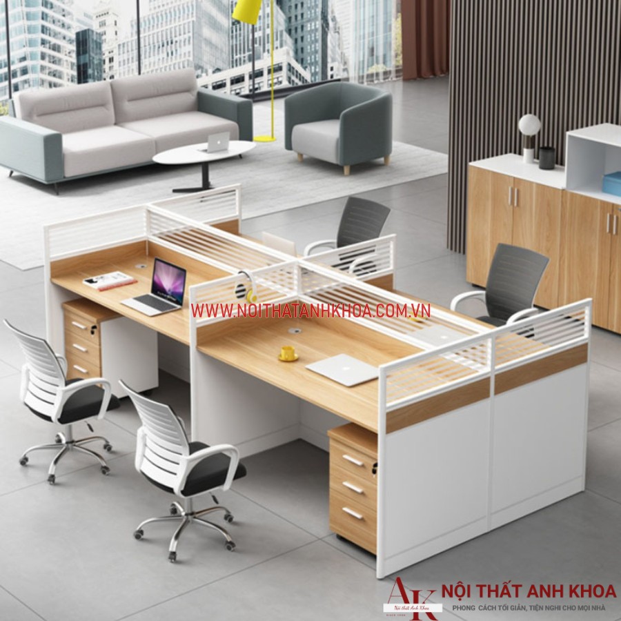 Bàn văn phòng cho nhân viên làm bằng gỗ công nghiệp Bàn văn phòng cho nhân viên làm bằng gỗ công nghiệp