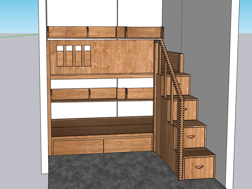 Bản thiết kế 3D giường tầng gỗ ghép cao su đẹp chắc chắn Bản thiết kế 3D giường tầng gỗ ghép cao su đẹp chắc chắn