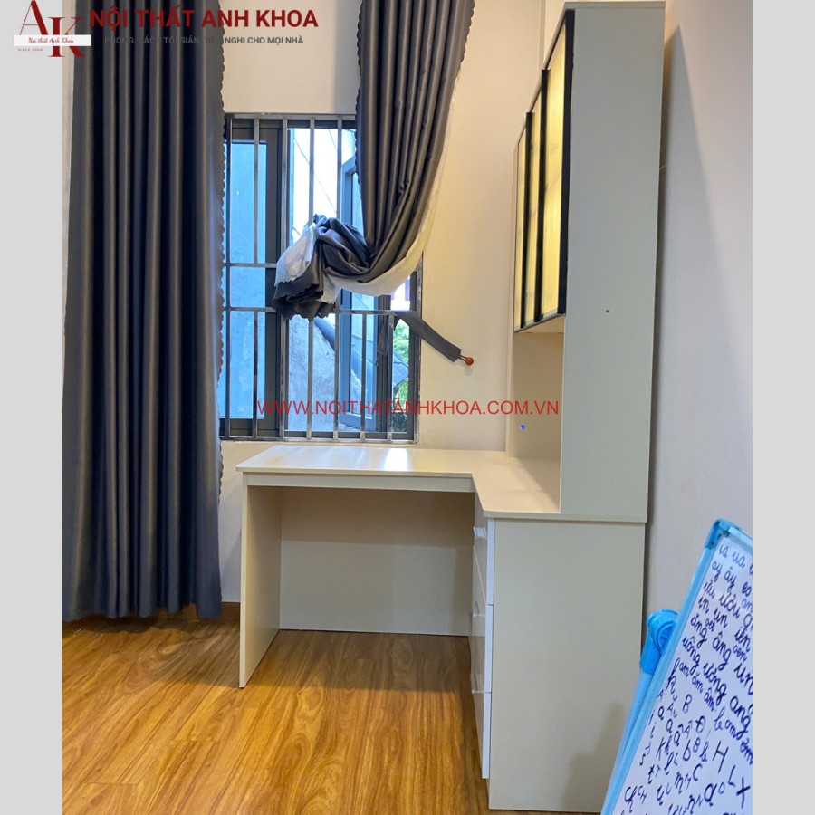 Bàn làm việc góc L gam màu ấm áp, hiện đại Bàn làm việc góc L gam màu ấm áp, hiện đại