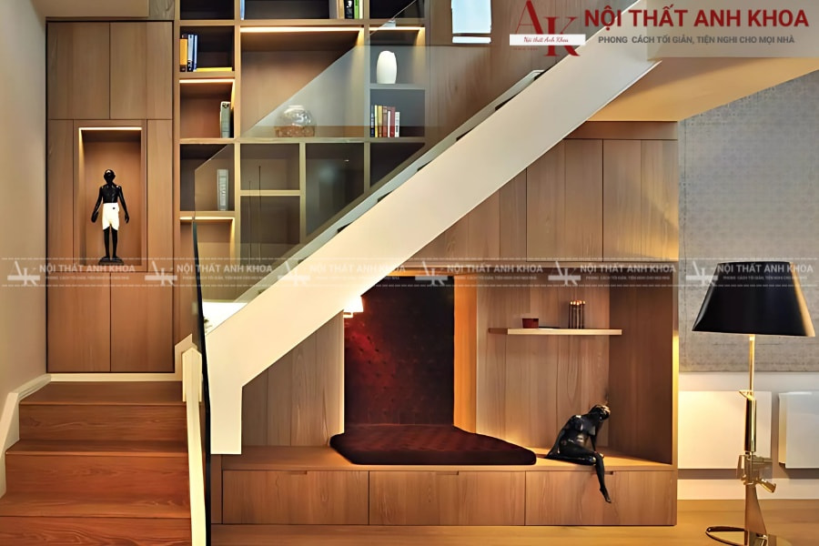 Bề mặt tủ cầu thang gỗ nhẵn bóng, ít bám bụi Bề mặt tủ cầu thang gỗ nhẵn bóng, ít bám bụi