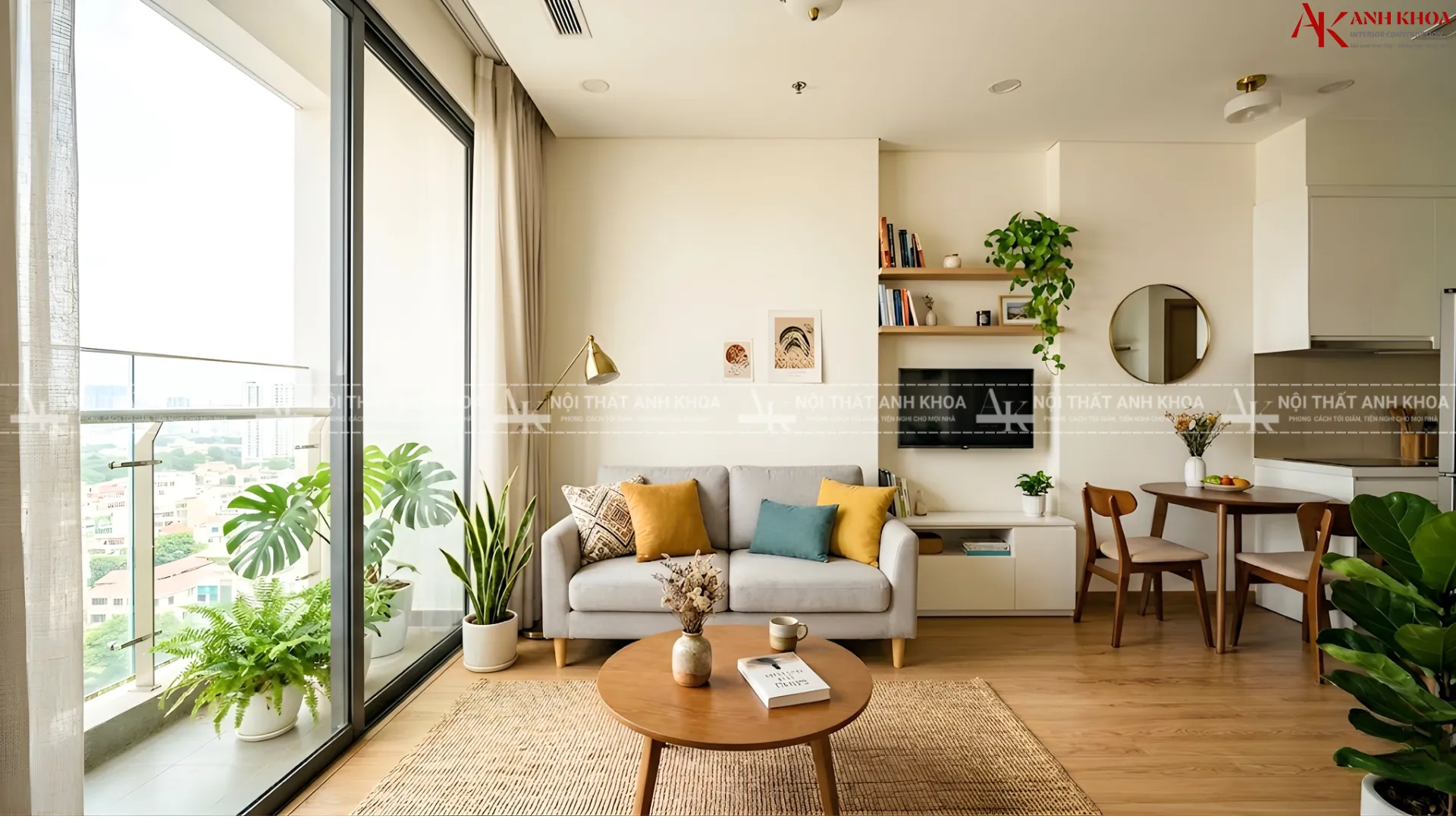 Phòng khách căn hộ 45m2 ngập tràn ánh sáng tự nhiên Phòng khách căn hộ 45m2 ngập tràn ánh sáng tự nhiên