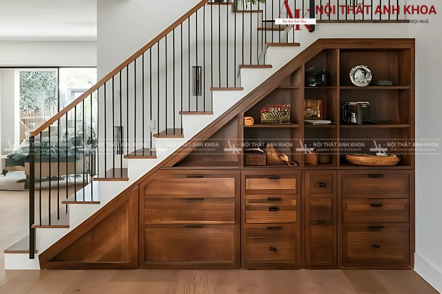 Biến không gian cầu thang thừa thành khu vực lưu trữ hiệu quả Biến không gian cầu thang thừa thành khu vực lưu trữ hiệu quả