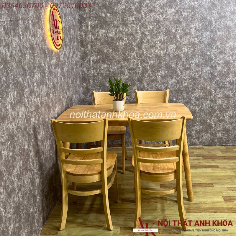 Bộ Bàn Ăn 4 Ghế Màu Vàng Gỗ Cao Su Tự Nhiên Giá Rẻ Bộ Bàn Ăn 4 Ghế Màu Vàng Gỗ Cao Su Tự Nhiên Giá Rẻ