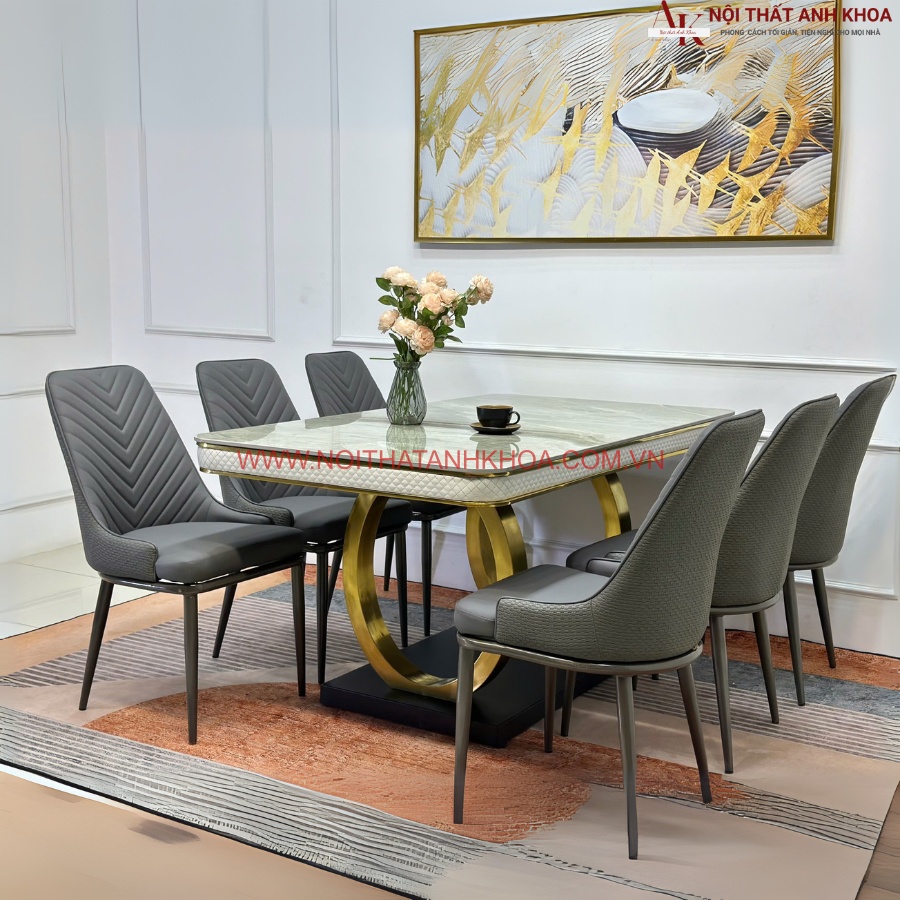 Bộ bàn ăn thông minh 6 ghế giá rẻ màu xám Bộ bàn ăn thông minh 6 ghế giá rẻ màu xám