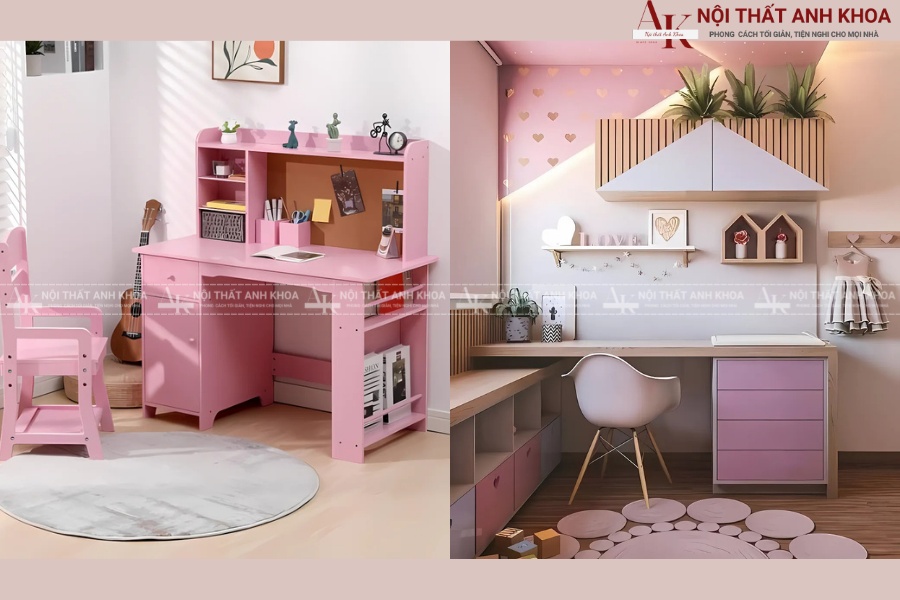 Bộ bàn ghế học sinh màu hồng đồng bộ Bộ bàn ghế học sinh màu hồng đồng bộ