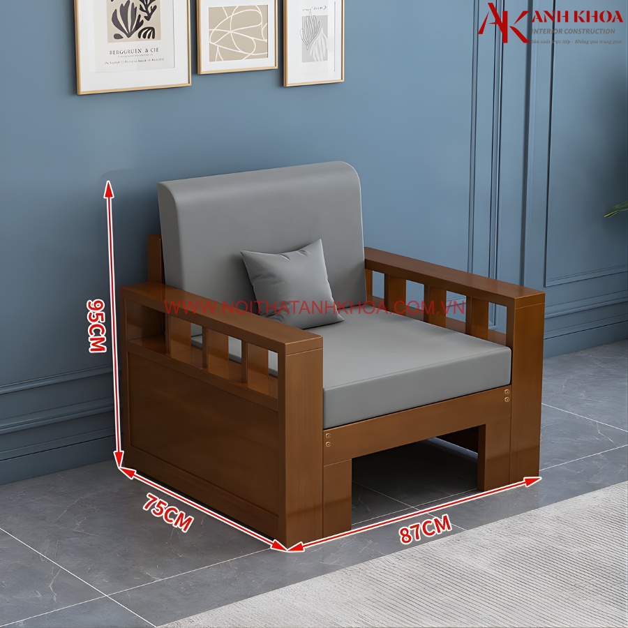 Ghế sofa đơn gỗ tự nhiên phòng khách đẹp hiện đại Ghế sofa đơn gỗ tự nhiên phòng khách đẹp hiện đại