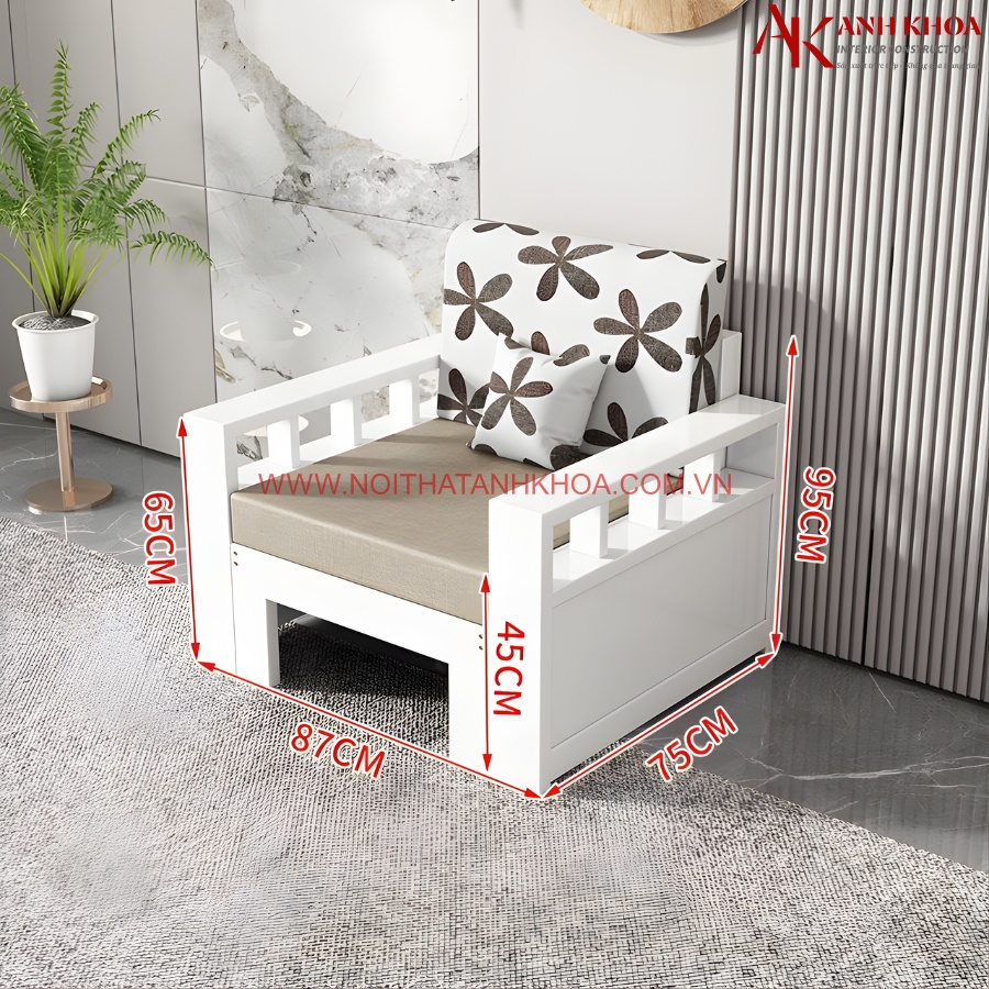 Ghế sofa đơn gỗ tự nhiên màu trắng phòng khách đẹp hiện đại Ghế sofa đơn gỗ tự nhiên màu trắng phòng khách đẹp hiện đại