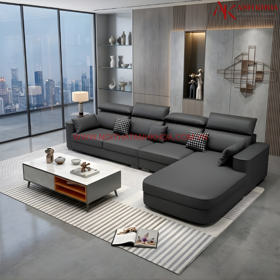 Bộ bàn ghế sofa tiếp khách chữ l màu đen đẹp cao cấp Bộ bàn ghế sofa tiếp khách chữ l màu đen đẹp cao cấp