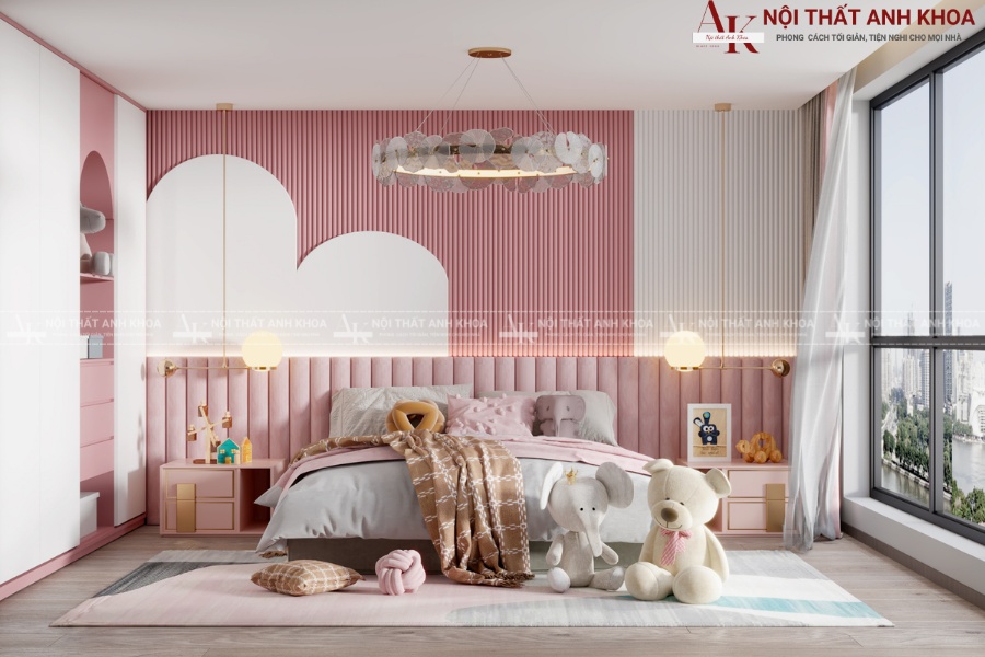 Bộ combo phòng ngủ bé gái đơn giản Bộ combo phòng ngủ bé gái đơn giản