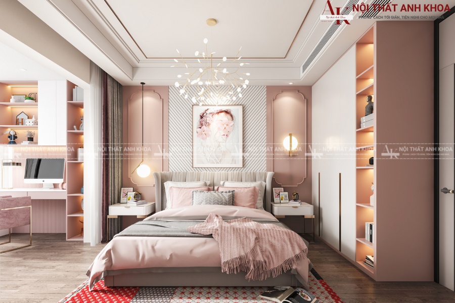 Bộ combo phòng ngủ bé gái đơn giản Bộ combo phòng ngủ bé gái đơn giản