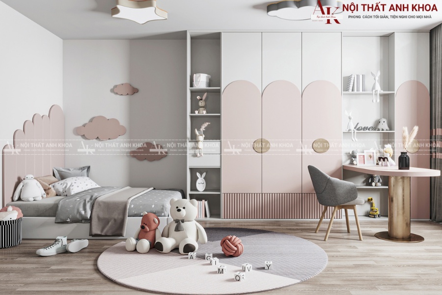 Bộ combo phòng ngủ bé gái đơn giản Bộ combo phòng ngủ bé gái đơn giản