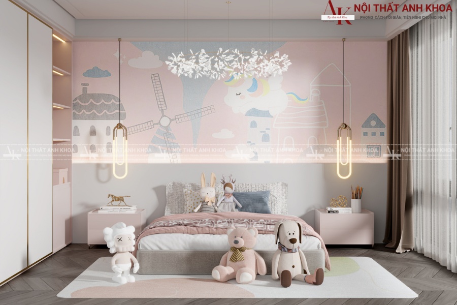 Bộ combo phòng ngủ bé gái đơn giản Bộ combo phòng ngủ bé gái đơn giản