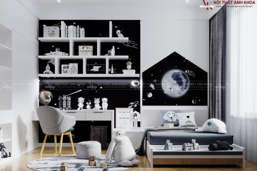 Bộ combo phòng ngủ cho con trai hiện đại chủ đề vũ trụ Bộ combo phòng ngủ cho con trai hiện đại chủ đề vũ trụ