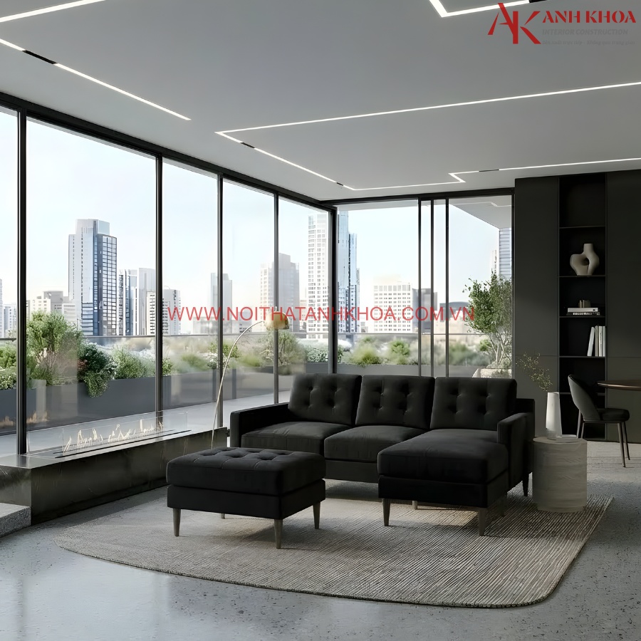 Bộ ghế sofa văn phòng đẹp hiện đại màu đen Bộ ghế sofa văn phòng đẹp hiện đại màu đen