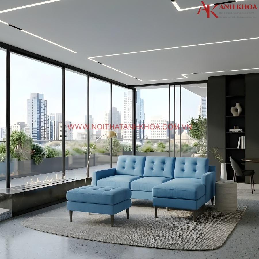 Bộ ghế sofa văn phòng đẹp hiện đại màu xanh dương Bộ ghế sofa văn phòng đẹp hiện đại màu xanh dương