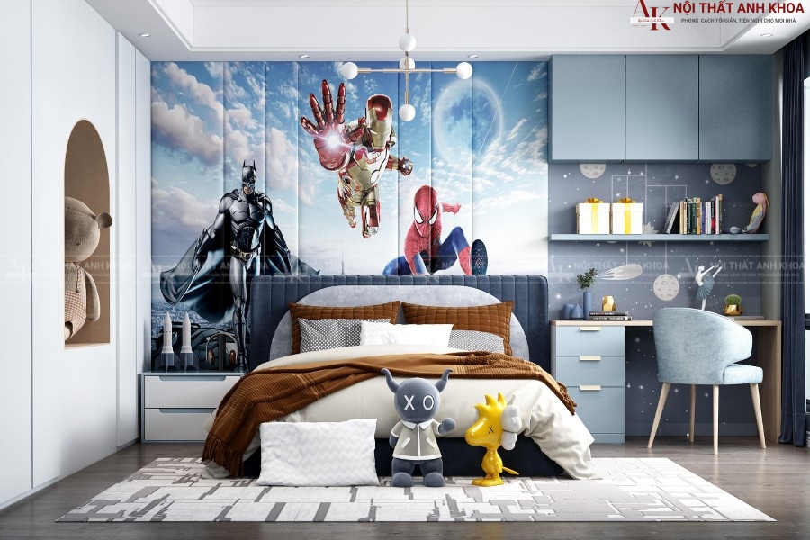 Bộ phòng ngủ cho bé trai hiện đại giá tốt chủ đề siêu anh hùng Bộ phòng ngủ cho bé trai hiện đại giá tốt chủ đề siêu anh hùng