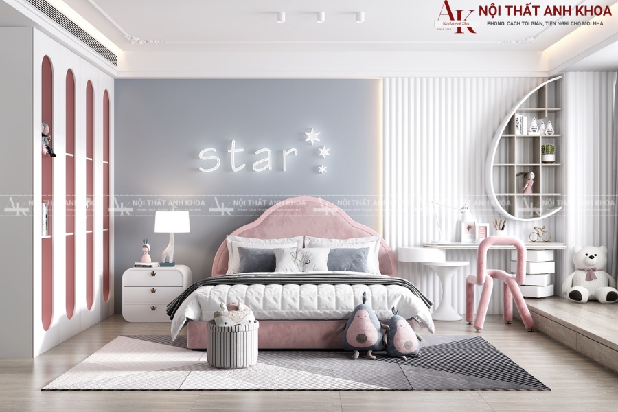 Bộ phòng ngủ cho con gái đẹp hiện đại Bộ phòng ngủ cho con gái đẹp hiện đại