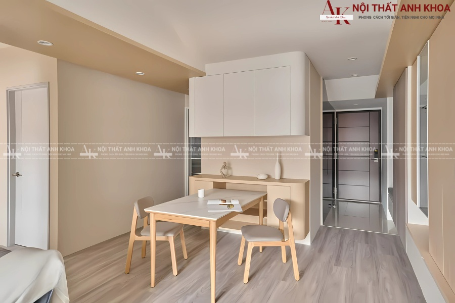 Bố trí bàn ăn ở góc tường Bố trí bàn ăn ở góc tường