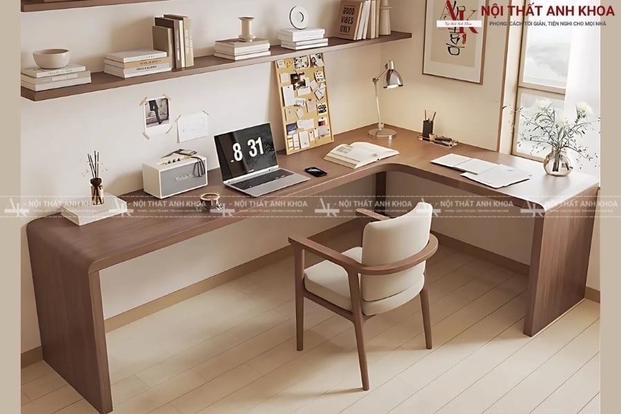 Bố trí không gian học tập với bàn học chữ L Bố trí không gian học tập với bàn học chữ L