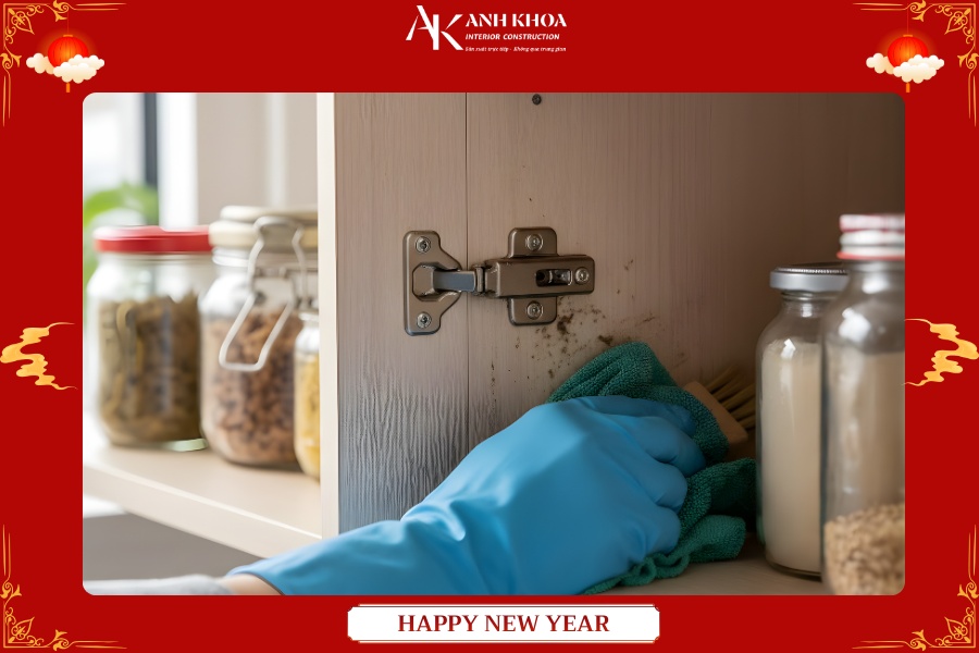 Lau chùi góc khuất, bản lề tủ bếp - Việc nhỏ giữ bếp luôn bền đẹp Lau chùi góc khuất, bản lề tủ bếp - Việc nhỏ giữ bếp luôn bền đẹp