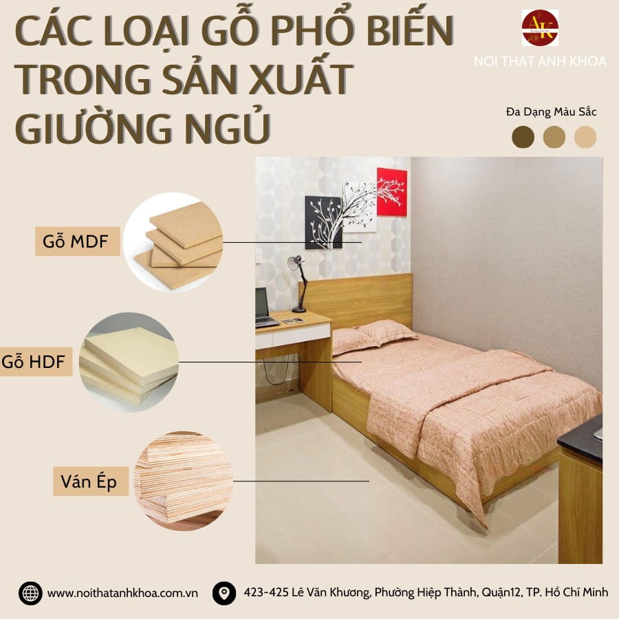 Các loại gỗ phổ biến trong sản xuất giường ngủ Các loại gỗ phổ biến trong sản xuất giường ngủ