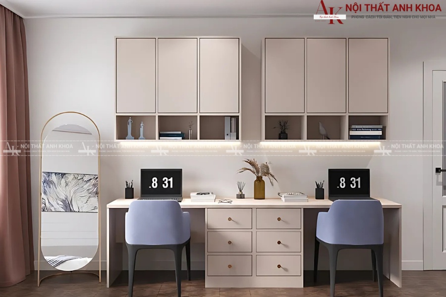 Các mẫu bàn học giá sách phổ biến Các mẫu bàn học giá sách phổ biến