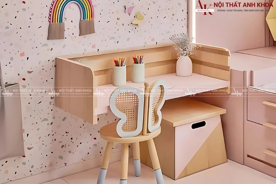 Các mẫu bàn học màu hồng phổ biến cho bé gái hiện nay Các mẫu bàn học màu hồng phổ biến cho bé gái hiện nay