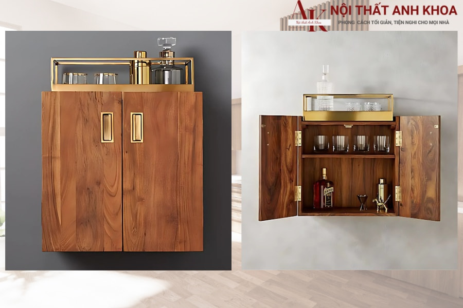Các mẫu tủ rượu treo tường có cánh che kín đáo Các mẫu tủ rượu treo tường có cánh che kín đáo