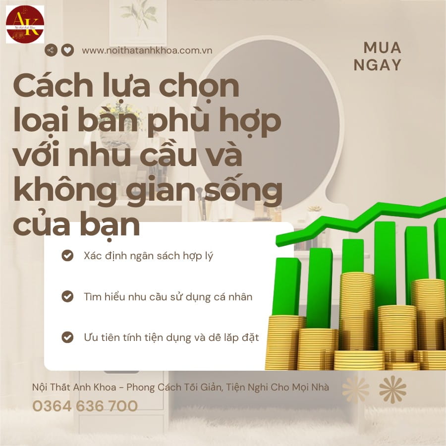 Cách lựa chọn loại bàn phù hợp với nhu cầu và không gian sống của bạn Cách lựa chọn loại bàn phù hợp với nhu cầu và không gian sống của bạn