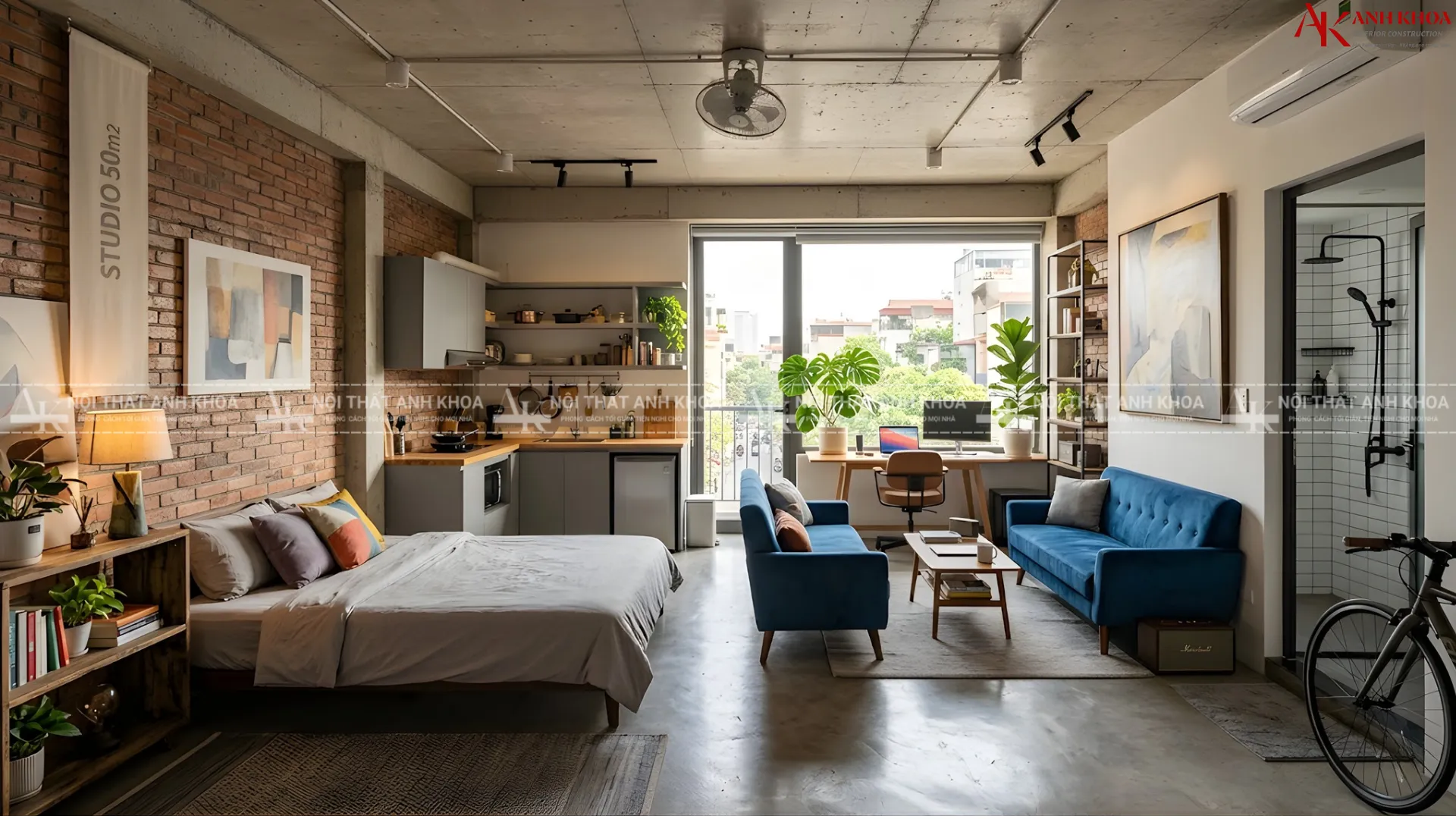 Ý tưởng thiết kế chung cư 50m2 - Không gian mở cho người sống một mình Ý tưởng thiết kế chung cư 50m2 - Không gian mở cho người sống một mình