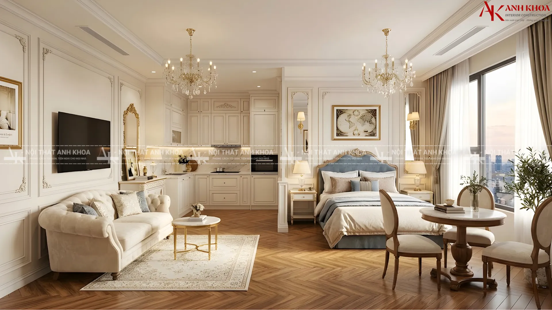 Bố trí căn phòng Tân cổ điển - Đầy đủ công năng, gọn gàng Bố trí căn phòng Tân cổ điển - Đầy đủ công năng, gọn gàng