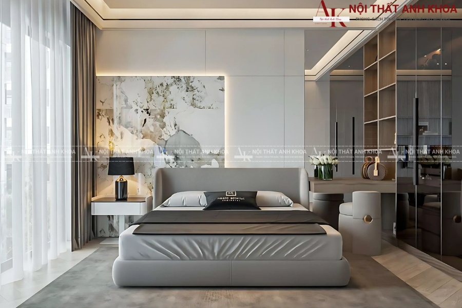 Phòng ngủ nhà ống ấn tượng với nội thất thông minh Phòng ngủ nhà ống ấn tượng với nội thất thông minh