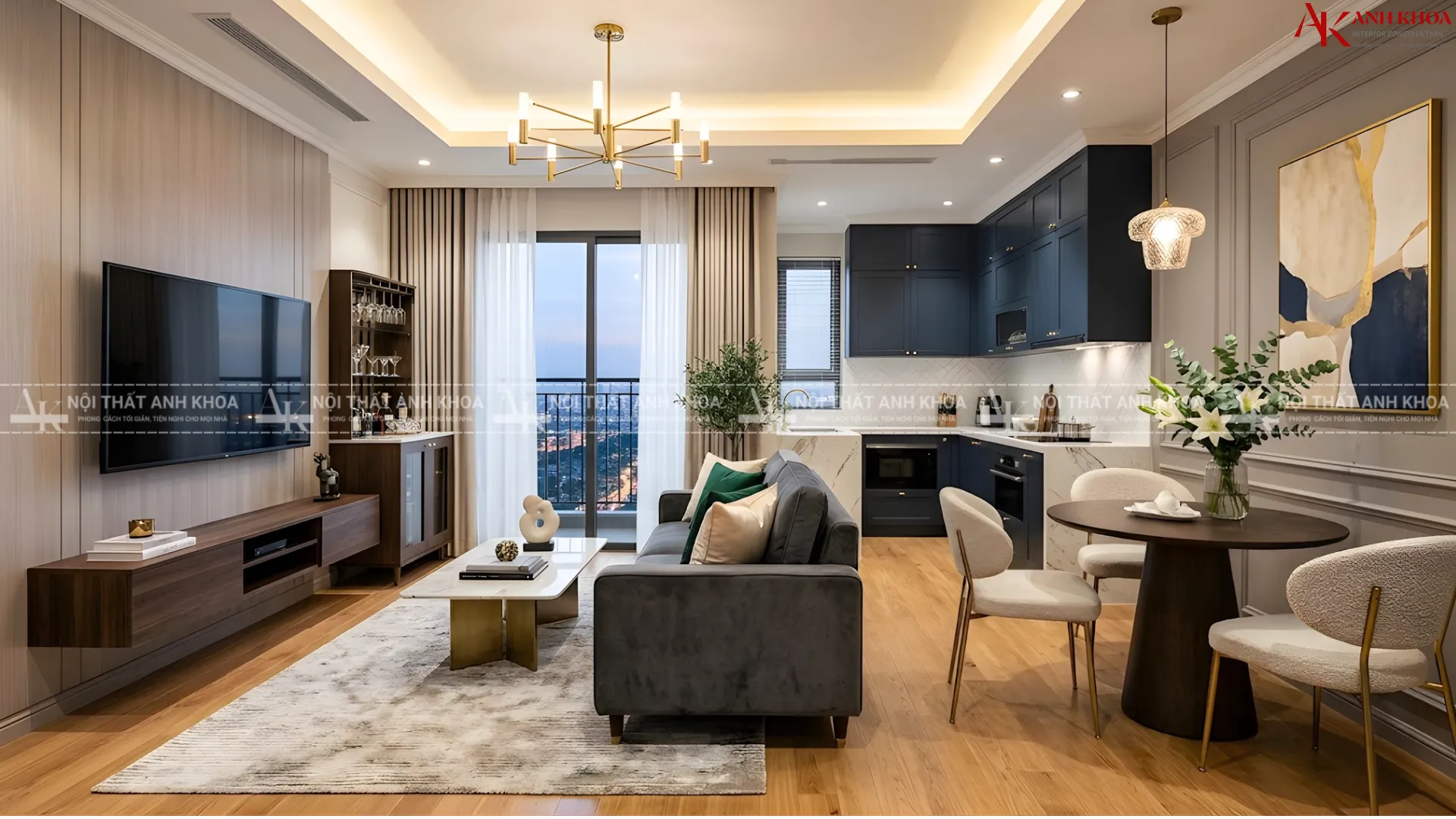 Thiết kế phòng khách liền bếp - Sang trọng cho mọi ngôi nhà Thiết kế phòng khách liền bếp - Sang trọng cho mọi ngôi nhà