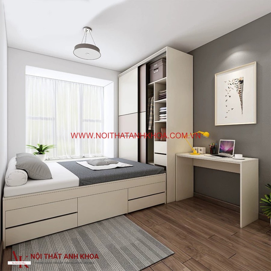 Combo giường liền tủ quần áo và bàn làm việc gỗ công nghiệp giá rẻ Combo giường liền tủ quần áo và bàn làm việc gỗ công nghiệp giá rẻ