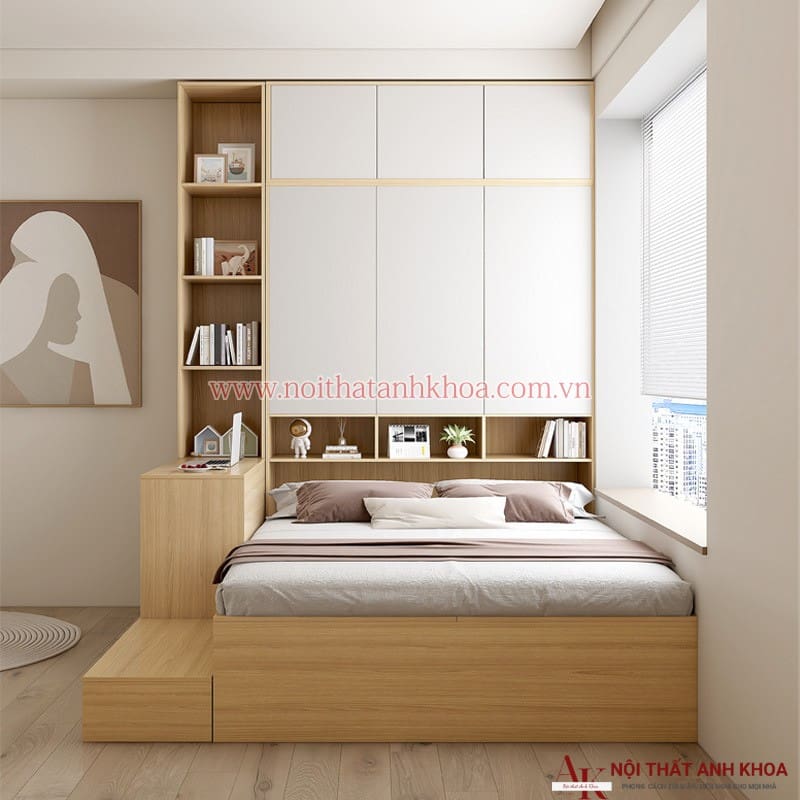 Combo Giường Tủ Bàn Làm Việc Gỗ MDF Thông Minh Hiện Đại Combo Giường Tủ Bàn Làm Việc Gỗ MDF Thông Minh Hiện Đại